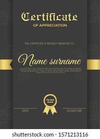 Certificate template with luxury and modern pattern suitable for diploma, conference, and honour. Vector illustration image