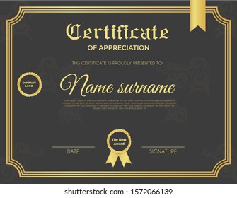 Certificate template with luxury and modern pattern suitable for diploma, conference, and honour. Vector illustration image
