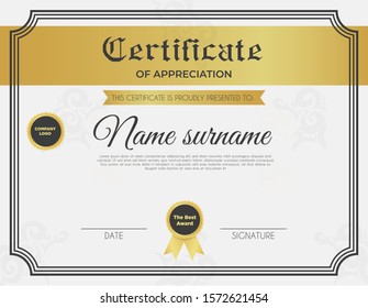 Certificate template with luxury and modern pattern suitable for diploma, conference, and honour. Vector illustration image