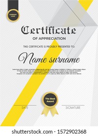 Certificate template with luxury and modern pattern suitable for diploma, conference, and honour. Vector illustration image