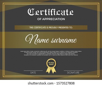 Certificate template with luxury and modern pattern suitable for diploma, conference, and honour. Vector illustration image