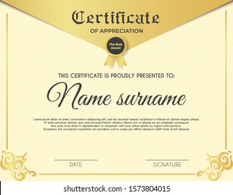 Certificate template with luxury and modern pattern suitable for diploma, conference, and honour. Vector illustration image