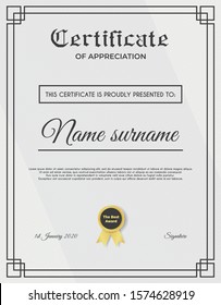 Certificate template with luxury and modern pattern suitable for diploma, conference, and honour. Vector illustration image