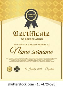 Certificate template with luxury and modern pattern suitable for diploma, conference, and honour. Vector illustration image