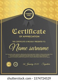 Certificate template with luxury and modern pattern suitable for diploma, conference, and honour. Vector illustration image