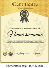 Certificate template with luxury and modern pattern suitable for diploma, conference, and honour. Vector illustration image