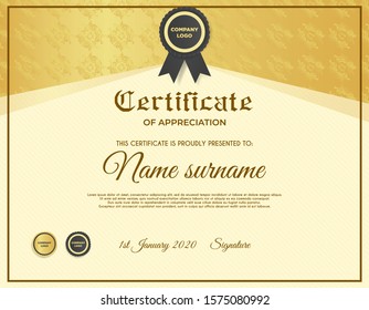 Certificate template with luxury and modern pattern suitable for diploma, conference, and honour. Vector illustration image