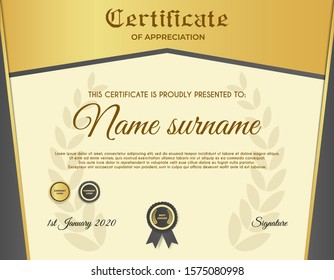 Certificate template with luxury and modern pattern suitable for diploma, conference, and honour. Vector illustration image