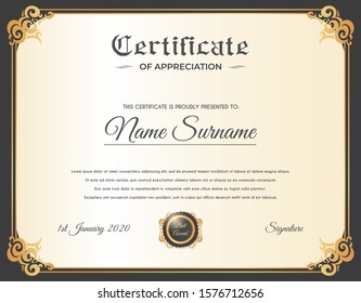 Certificate template with luxury and modern pattern suitable for diploma, conference, and honour. Vector illustration image