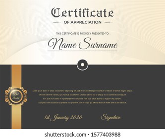 Certificate template with luxury and modern pattern suitable for diploma, conference, and honour. Vector illustration image