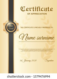Certificate template with luxury and modern pattern suitable for diploma, conference, and honour. Vector illustration image