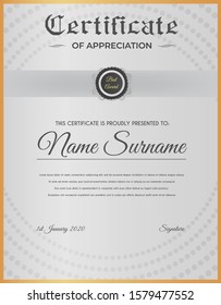 Certificate template with luxury and modern pattern suitable for diploma, conference, and honour. Vector illustration image