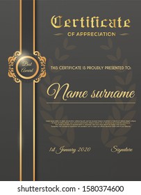 Certificate template with luxury and modern pattern suitable for diploma, conference, and honour. Vector illustration image