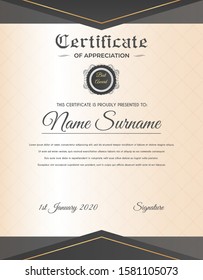 Certificate template with luxury and modern pattern suitable for diploma, conference, and honour. Vector illustration image