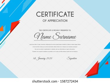 Certificate template with luxury and modern pattern suitable for diploma, conference, and honour. Vector illustration image