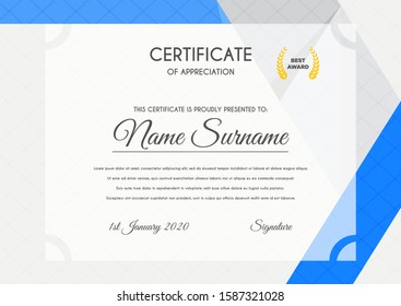 Certificate template with luxury and modern pattern suitable for diploma, conference, and honour. Vector illustration image