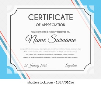 Certificate template with luxury and modern pattern suitable for diploma, conference, and honour. Vector illustration image