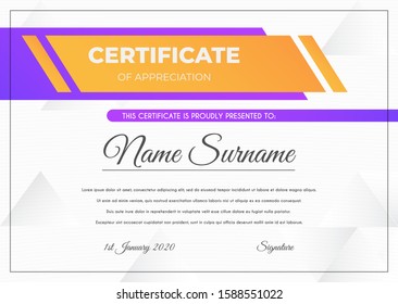Certificate template with luxury and modern pattern suitable for diploma, conference, and honour. Vector illustration image