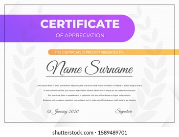 Certificate template with luxury and modern pattern suitable for diploma, conference, and honour. Vector illustration image