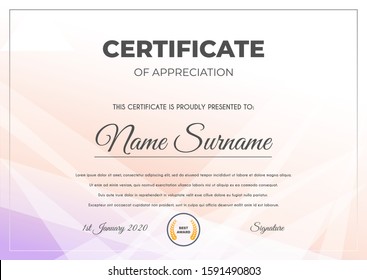 Certificate Template With Luxury And Modern Pattern Suitable For Diploma, Conference, And Honour. Vector Illustration Image