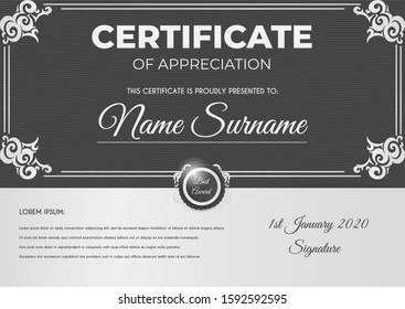 Certificate template with luxury and modern pattern suitable for diploma, conference, and honour. Vector illustration image