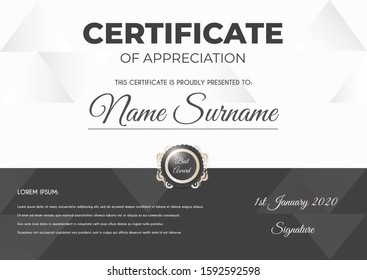 Certificate template with luxury and modern pattern suitable for diploma, conference, and honour. Vector illustration image