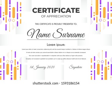 Certificate template with luxury and modern pattern suitable for diploma, conference, and honour. Vector illustration image