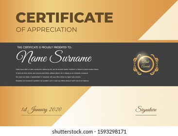 Certificate template with luxury and modern pattern suitable for diploma, conference, and honour. Vector illustration image