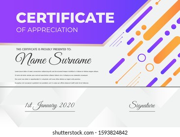 Certificate template with luxury and modern pattern suitable for diploma, conference, and honour. Vector illustration image