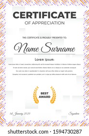 Certificate template with luxury and modern pattern suitable for diploma, conference, and honour. Vector illustration image