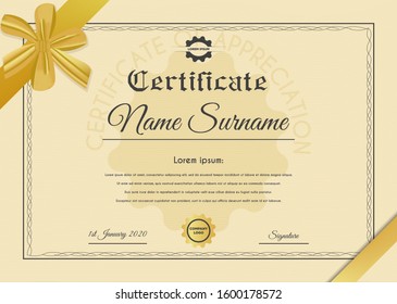 Certificate template with luxury and modern pattern suitable for diploma, conference, and honour. Vector illustration image