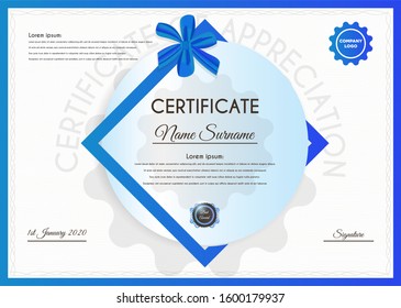 Certificate template with luxury and modern pattern suitable for diploma, conference, and honour. Vector illustration image