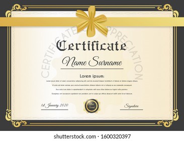 Certificate template with luxury and modern pattern suitable for diploma, conference, and honour. Vector illustration image