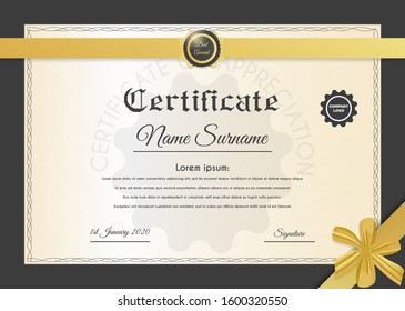 Certificate template with luxury and modern pattern suitable for diploma, conference, and honour. Vector illustration image