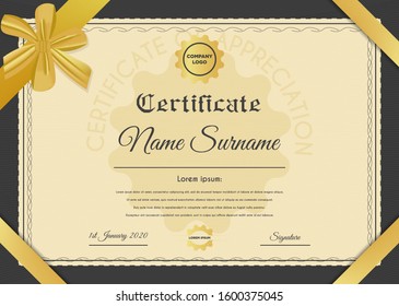 Certificate template with luxury and modern pattern suitable for diploma, conference, and honour. Vector illustration image