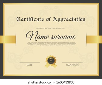 Certificate template with luxury and modern pattern suitable for diploma, conference, and honour. Vector illustration image