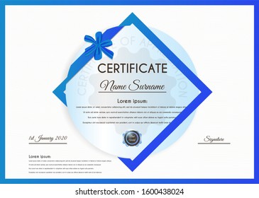 Certificate template with luxury and modern pattern suitable for diploma, conference, and honour. Vector illustration image