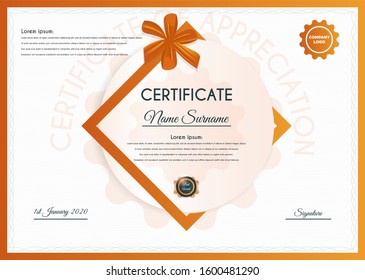 Certificate template with luxury and modern pattern suitable for diploma, conference, and honour. Vector illustration image