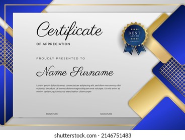 Certificate template with luxury and modern pattern, diploma, award. Vector illustration modern corporate concept