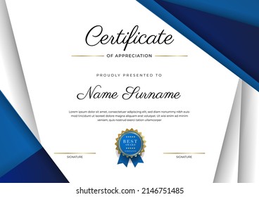 Certificate template with luxury and modern pattern, diploma, award. Vector illustration modern corporate concept
