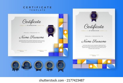 certificate template with luxury and modern pattern, diploma, Vector illustration fresh color decoration