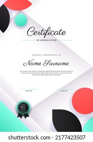 certificate template with luxury and modern pattern, diploma, Vector illustration fresh color decoration