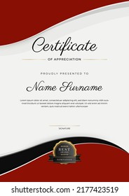 certificate template with luxury and modern pattern, diploma, Vector illustration fresh color decoration