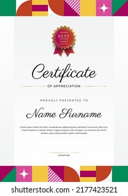 plantilla de certificado con diseño lujoso y moderno, diploma, ilustración vectorial, decoración de color fresco