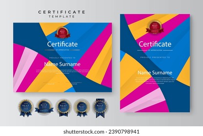 Certificate template with luxury and modern pattern. Qualification certificate blank template with elegant, Vector illustration