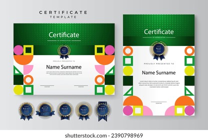 Certificate template with luxury and modern pattern. Qualification certificate blank template with elegant, Vector illustration