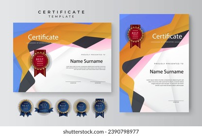 Certificate template with luxury and modern pattern. Qualification certificate blank template with elegant, Vector illustration