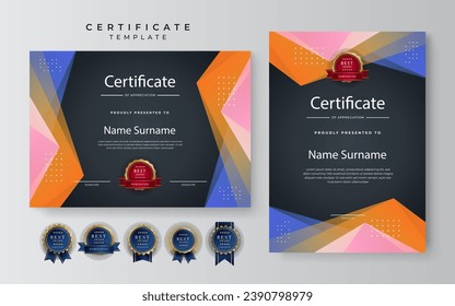 Certificate template with luxury and modern pattern. Qualification certificate blank template with elegant, Vector illustration