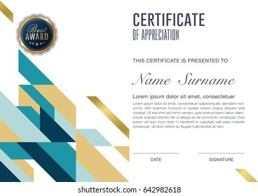 plantilla de certificado con un diseño lujoso y moderno, ilustración vectorial