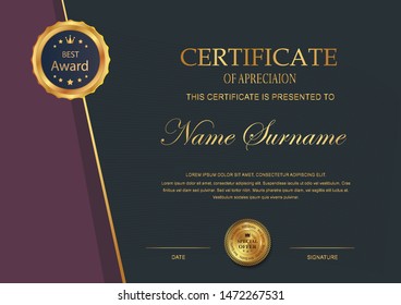 certificate template with luxury and modern pattern,diploma,Vector illustration